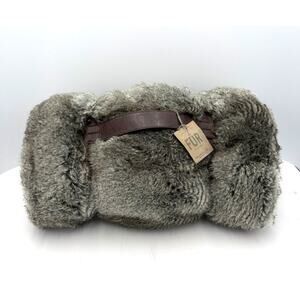 Restoration Hardware Luxe FUR COLLECTION Gray Faux Chinchilla Throw 50"x60"